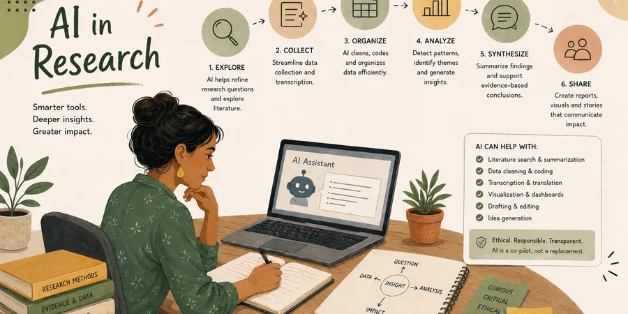 Illustration of CoLab's AI-assisted research workflow, from literature exploration to synthesis and reporting